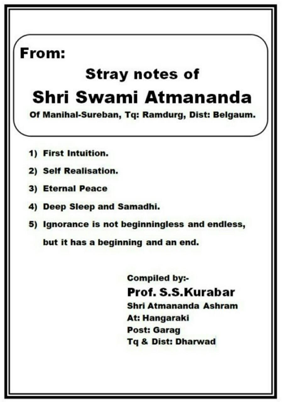 Stray Notes Of Swami Atmananda